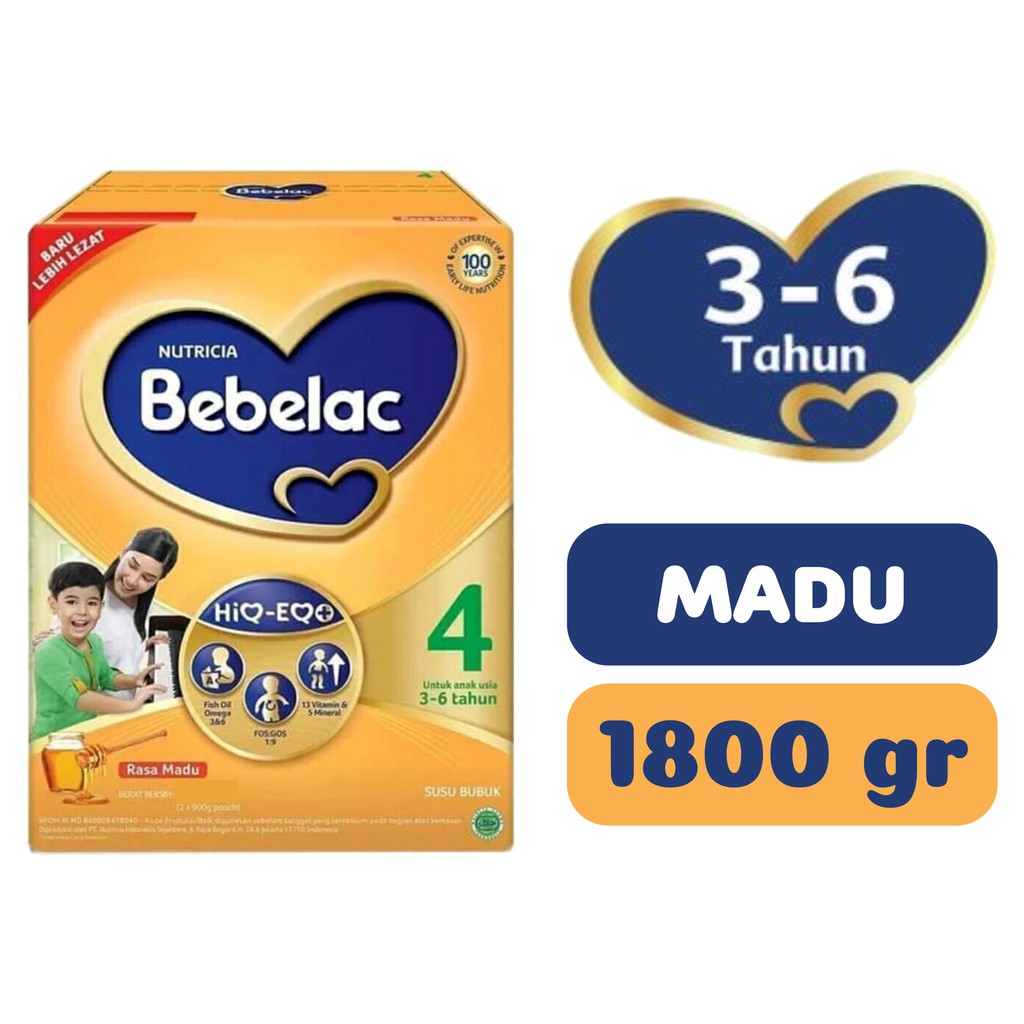 Bebelove Bebelac 1 2 3 4 1800 Gram Vanilla Madu Susu Pertumbuhan Hiq Eq Shopee Indonesia