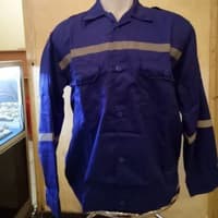baju safety atasan biru bca + Logo K3 Bendera - Biru, M