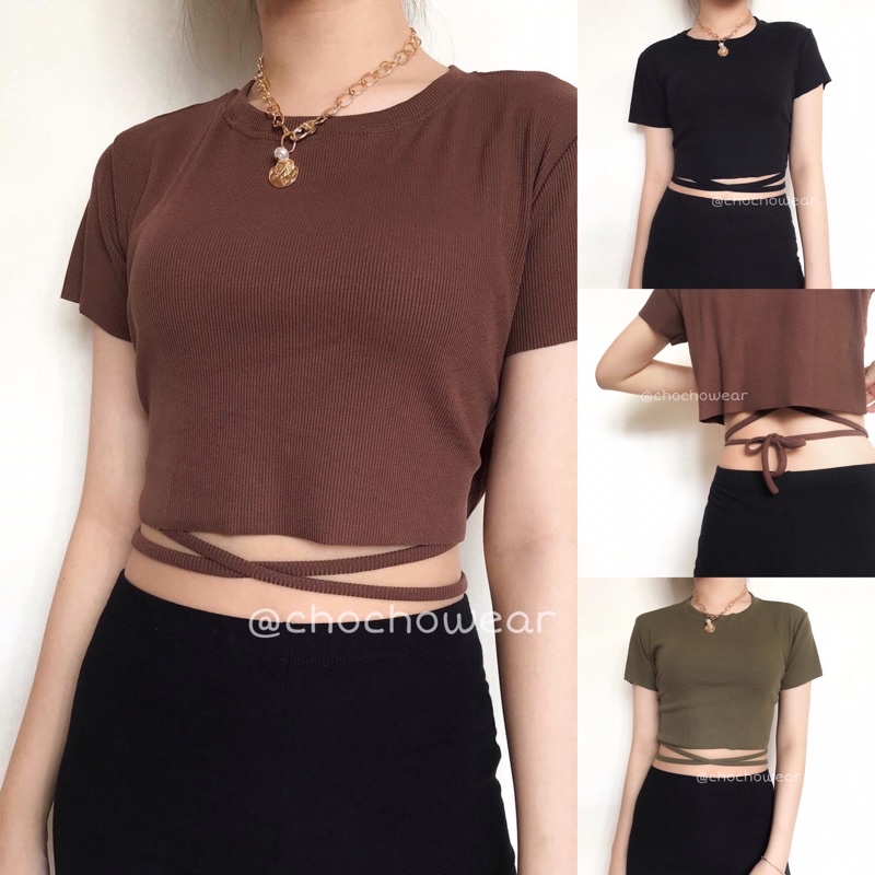 ZIA Rib Crop Top || Crop Top Tali Silang