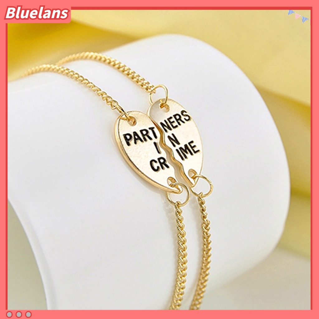 2pcs Gelang Bangle Bahan Alloy Bentuk Hati Untuk Wanita