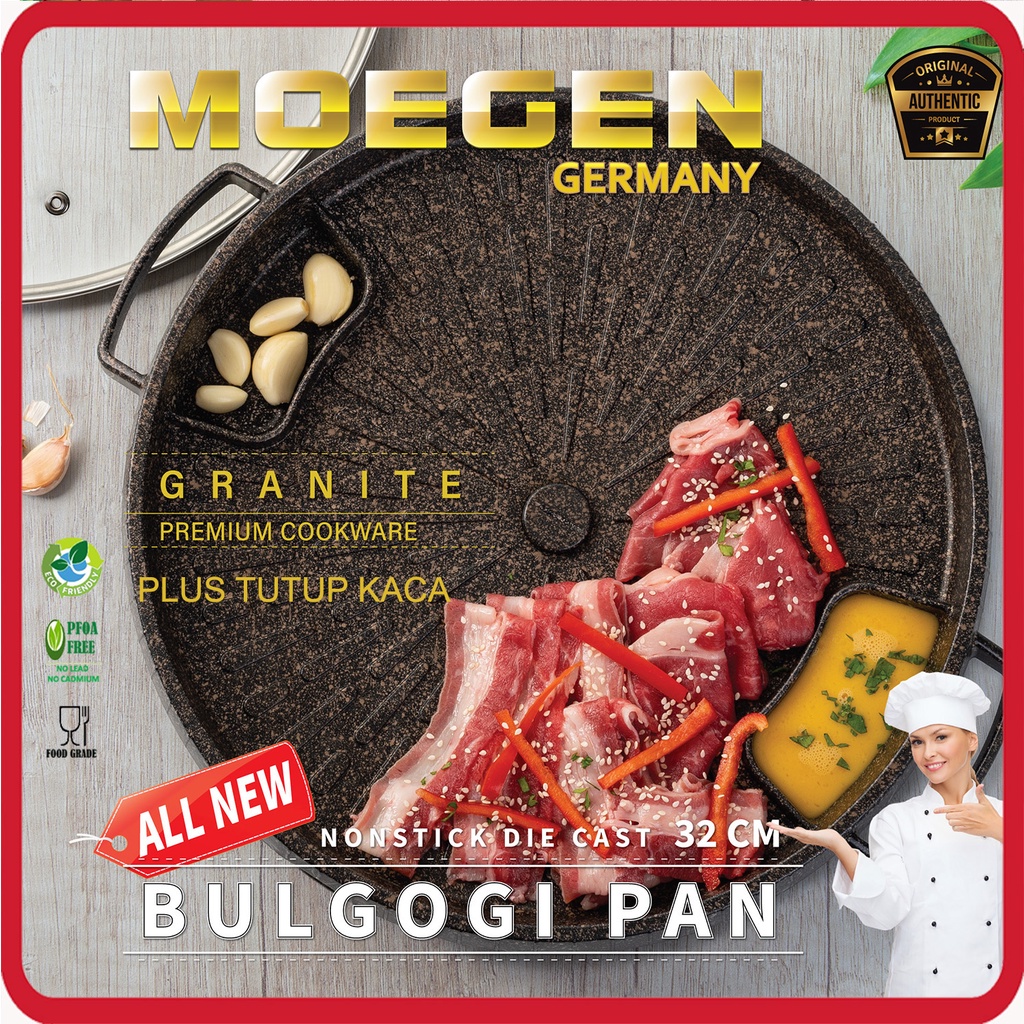 ORIGINAL MOEGEN Germany bulgogi pan all new moegen 32cm grill panggangan bbq + tutup kaca