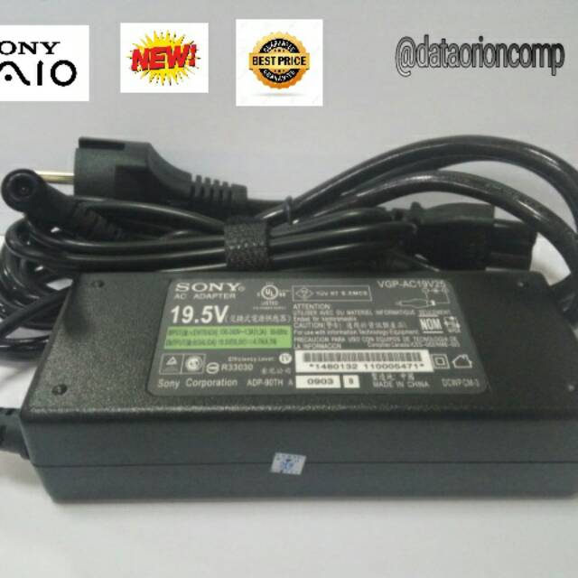 Adaptor Charger Sony Vaio 19.5V 4.74A DC 6.5*4.4 mm