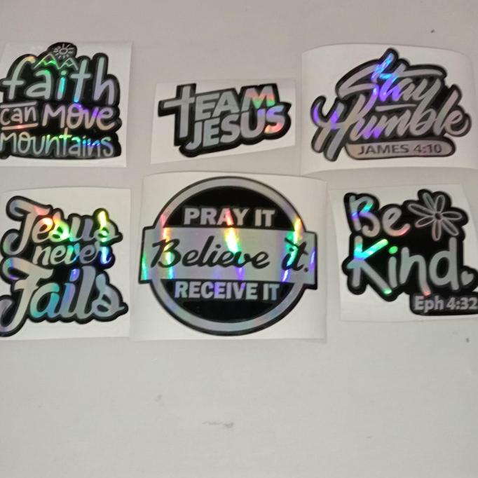 

(BISA COD) 6pcs Bible Verse HOLOGRAM Waterproof Stickers Batch 1 Stiker Alkitab OBRAL Kode 703