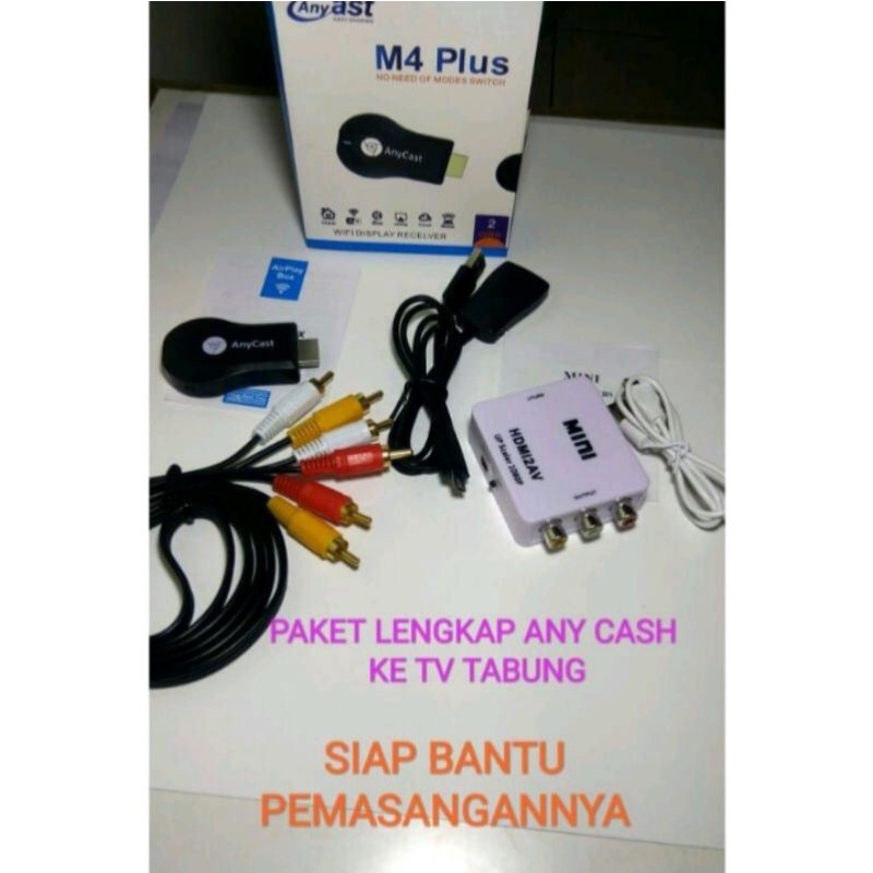 PAKET HDMI DONGLE + HDMI TO AV RCA + CABLE RCA KONVERTOR DARI HP KE TV TABUNG