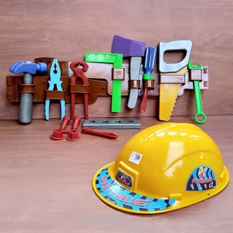Mainan Set Perkakas Bonus Helm - Paket Pertukangan Proyek Anak Edukasi