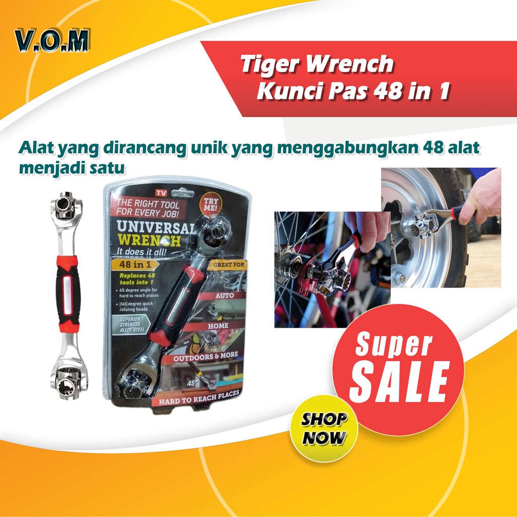 VOM-Tiger Wrench Kunci Pas 48 in 1 Universal Wrench 0558