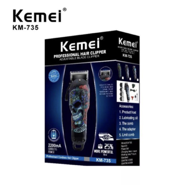 Kemei KM 735 Alat Cukur Rambut Hair Clipper Professional Trimmer Power Turbo Mesin Cukuran KM-735