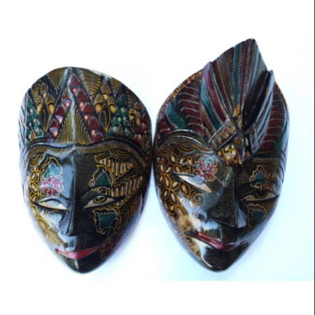 SATU SET TOPENG RAMA SHINTA KAYU - PAJANGAN UNIK