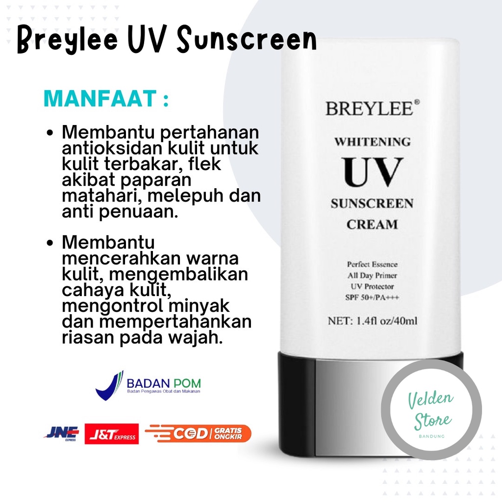 Breylee UV Sunscreen Cream // Pelindung Wajah Dari Sinar Matahari / Sunblock Face Krim Tabir Surya / Pelindung Wajah Dari Sinar Matahari Original BPOM 100%