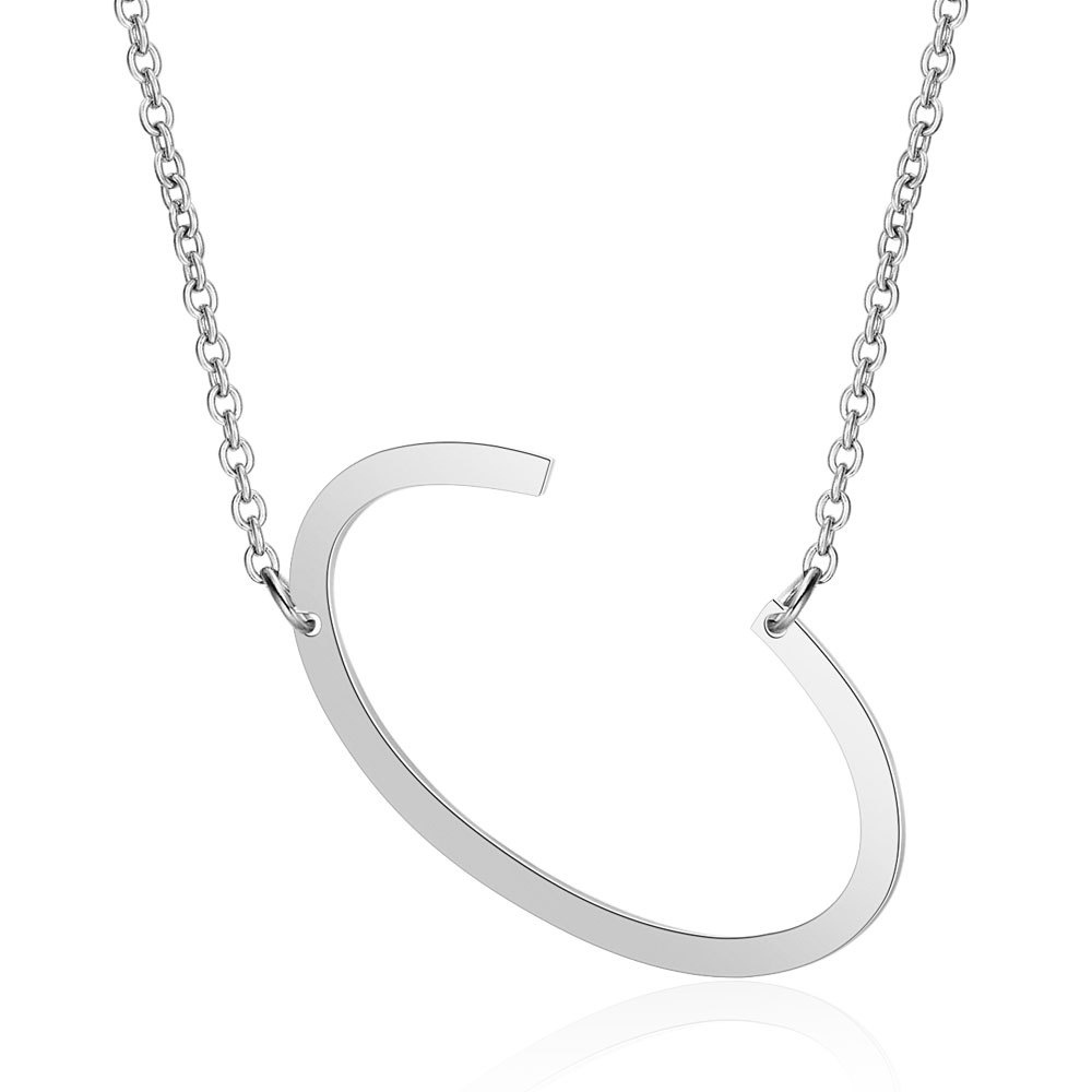 Kalung KL201 Huruf Stainless Steel anti Karat tahan karat Premium Fashion Wanita Kalung Simpel Elegant necklace Titanium / BB