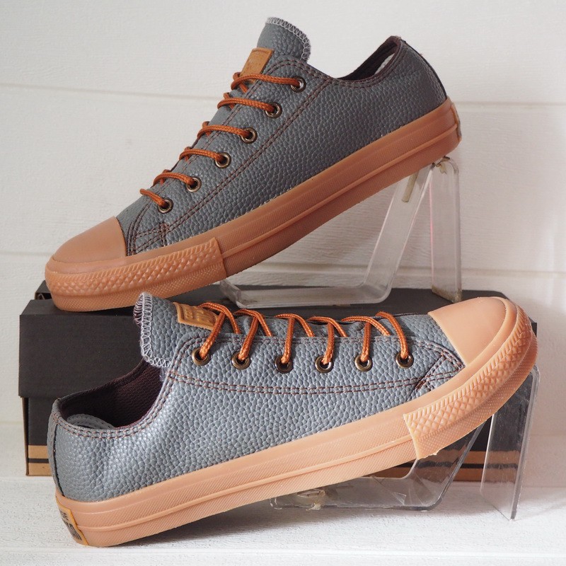 ALL STAR KULIT SINTETIS CONVERSE TINGGI / PENDEK PREMIUM COKLAT TUA