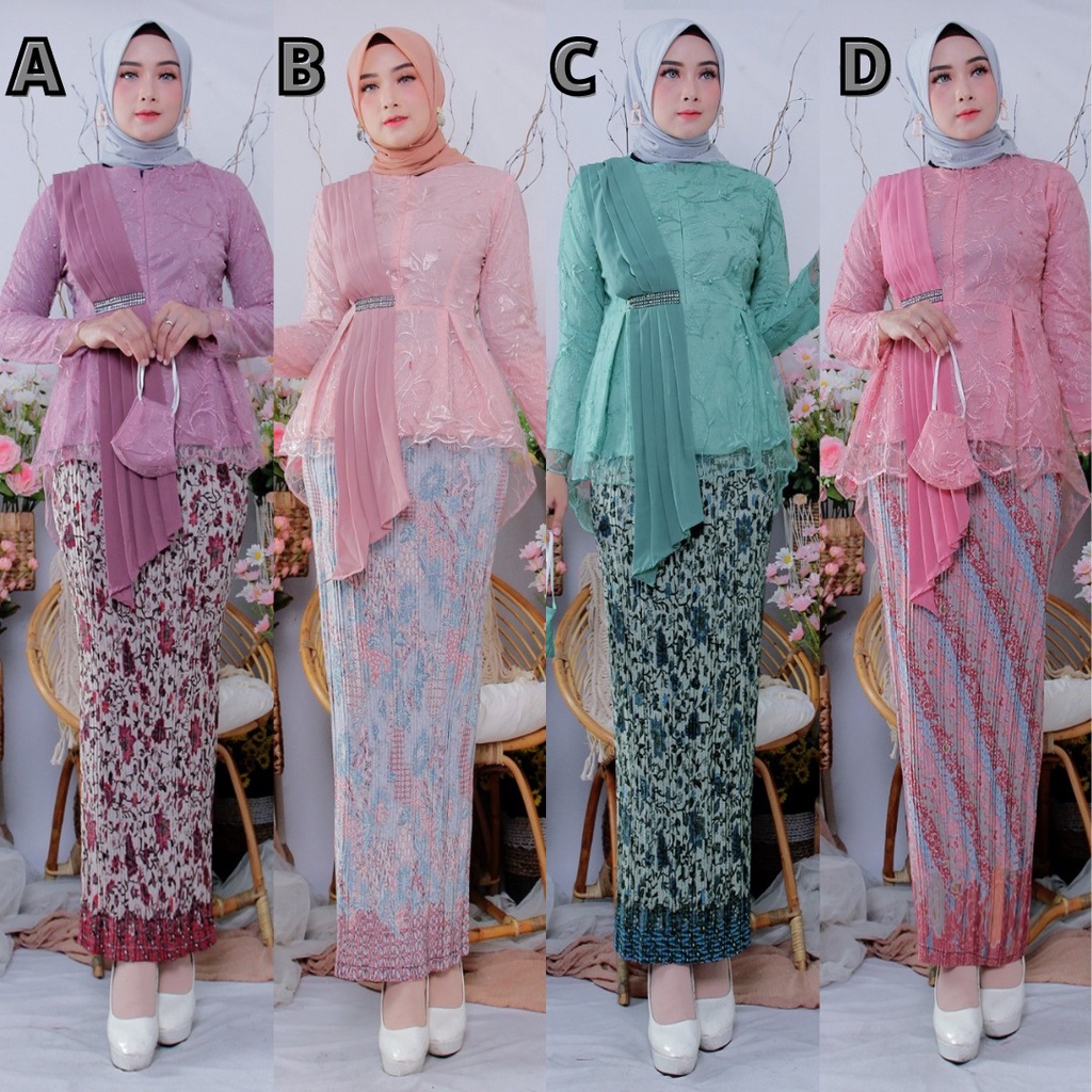 KEBAYA MODERN , KEBAYA TULLE , AURORA SELENDANG , KEBAYA SELENDANG ,  BAWAHAN ROK PLISKET