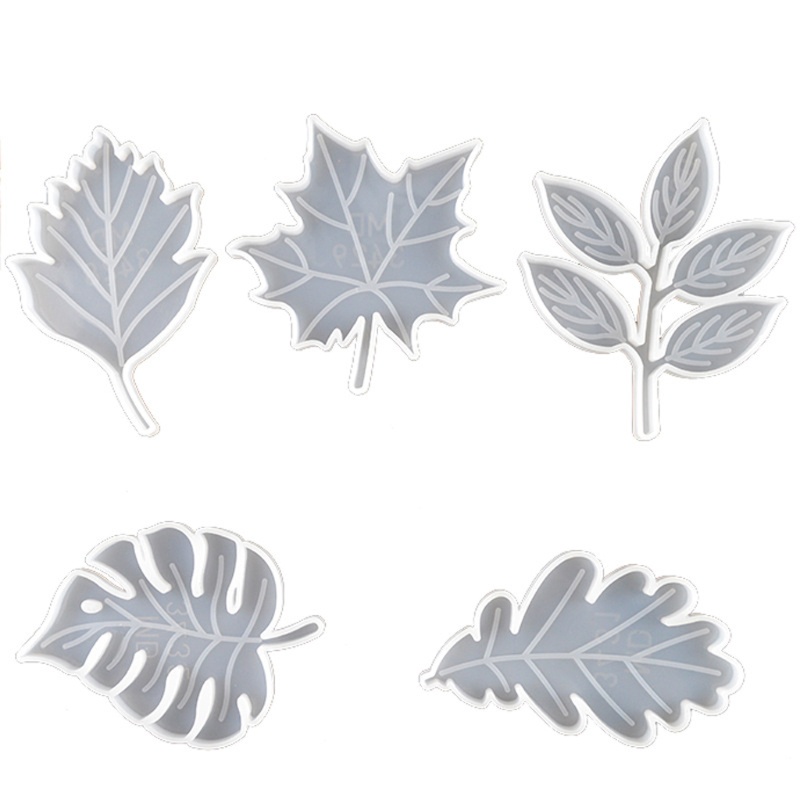 SIY  10Pcs Leaves Coaster Silicone Resin Mold Tropical Maple Leaf Resin Casting Mold