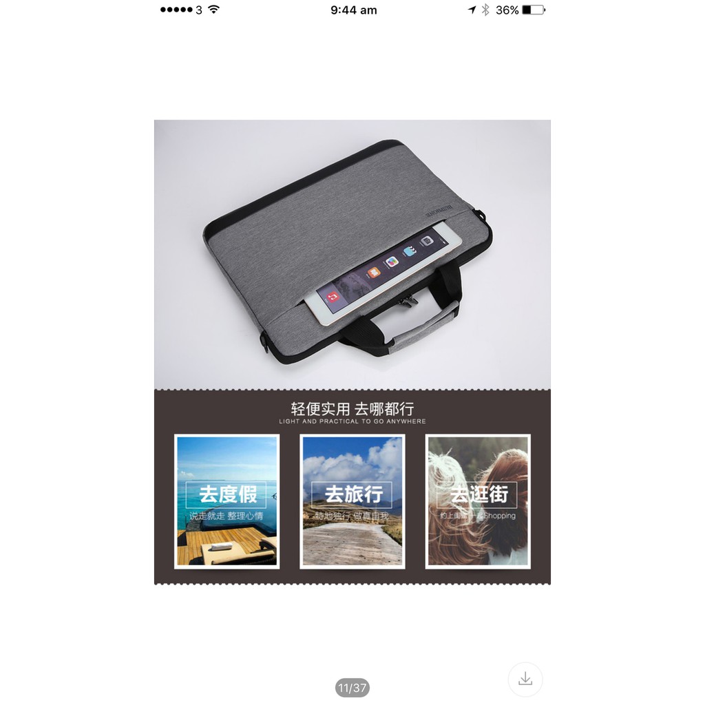 TAS LAPTOP SELEMPANG ANTI AIR ANTI GESEK TALI UTK KOPER 15 INCH - Abu-abu