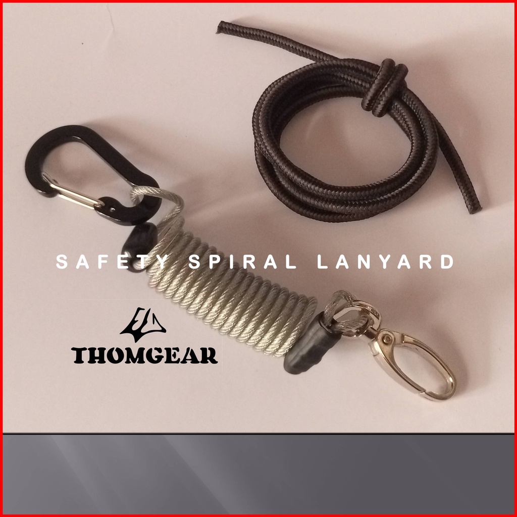 Tali Pengaman Carabiner Gantungan Kunci Spiral Lanyard Besar dan Kecil Custom Untuk Kunci Ratchet Pistol Kontak Motor Mobil Elastis Bahan Kawat Sling Lanyard 01