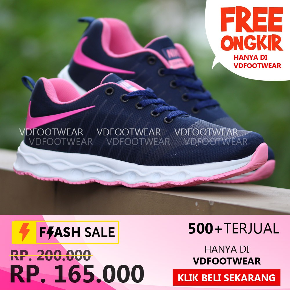 Sepatu wanita olah raga dan santai new era amelia abu abu merah muda