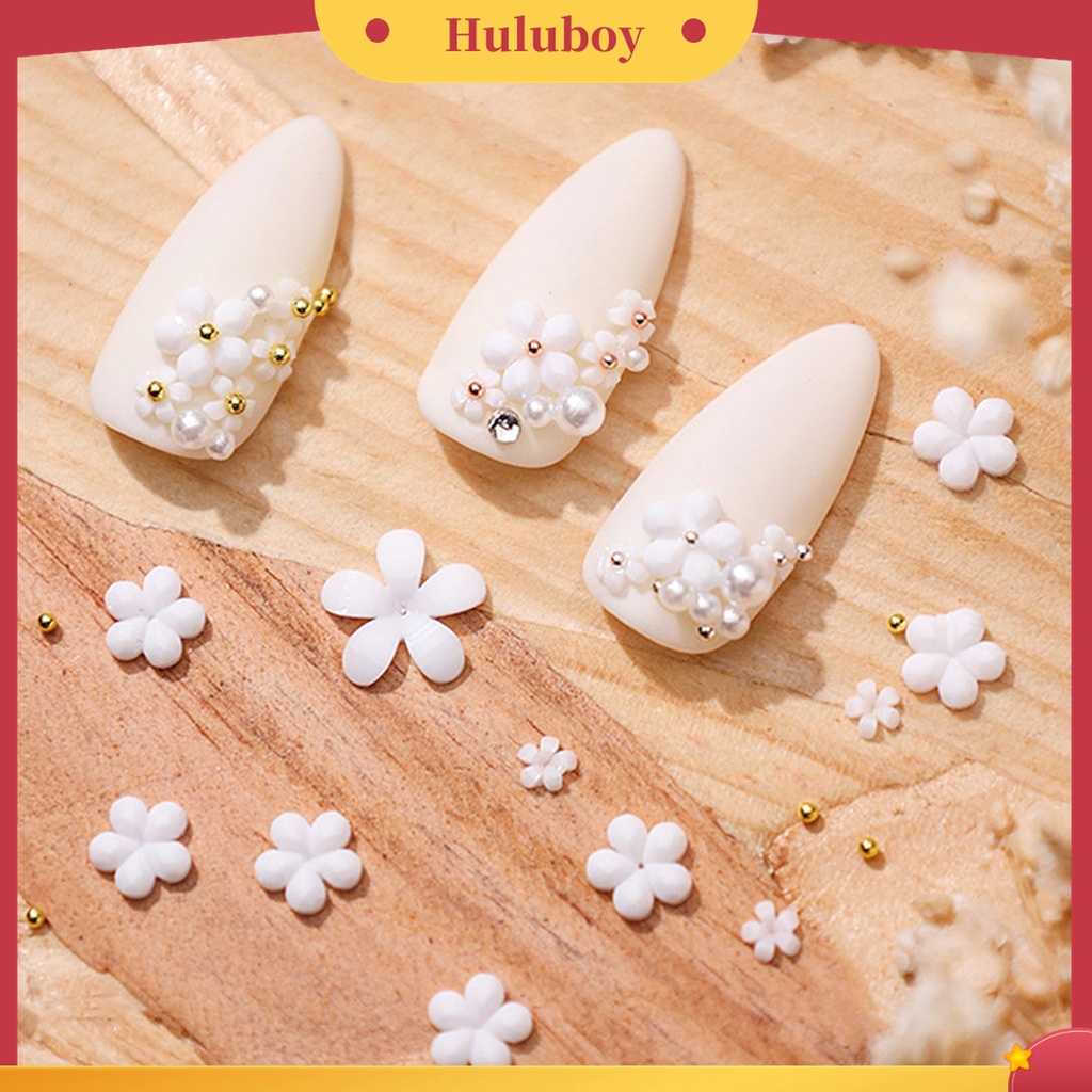 Huluboy Huluboy♡ Ornamen Bunga Kecil Warna Putih Untuk Dekorasi Kuku Wanita