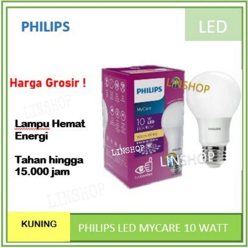 PHILIPS LED BULB 10 WATT / LED PHILIPS 10W 10 W. (WARM WHITE / KUNING)