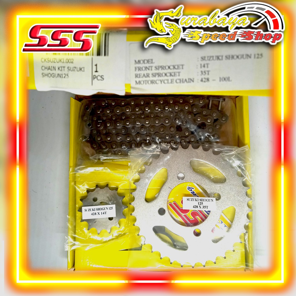 SSS Chain Kit Gear Set Shogun125 Smash125 Shooter Axelo125 Gear Depan Belakang Rantai Original SSS R