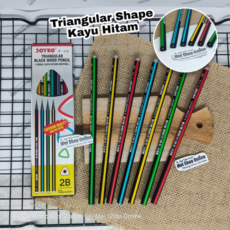 

ISI 12 PCS Pensil Joyko Triangle Kayu Hitam P-113