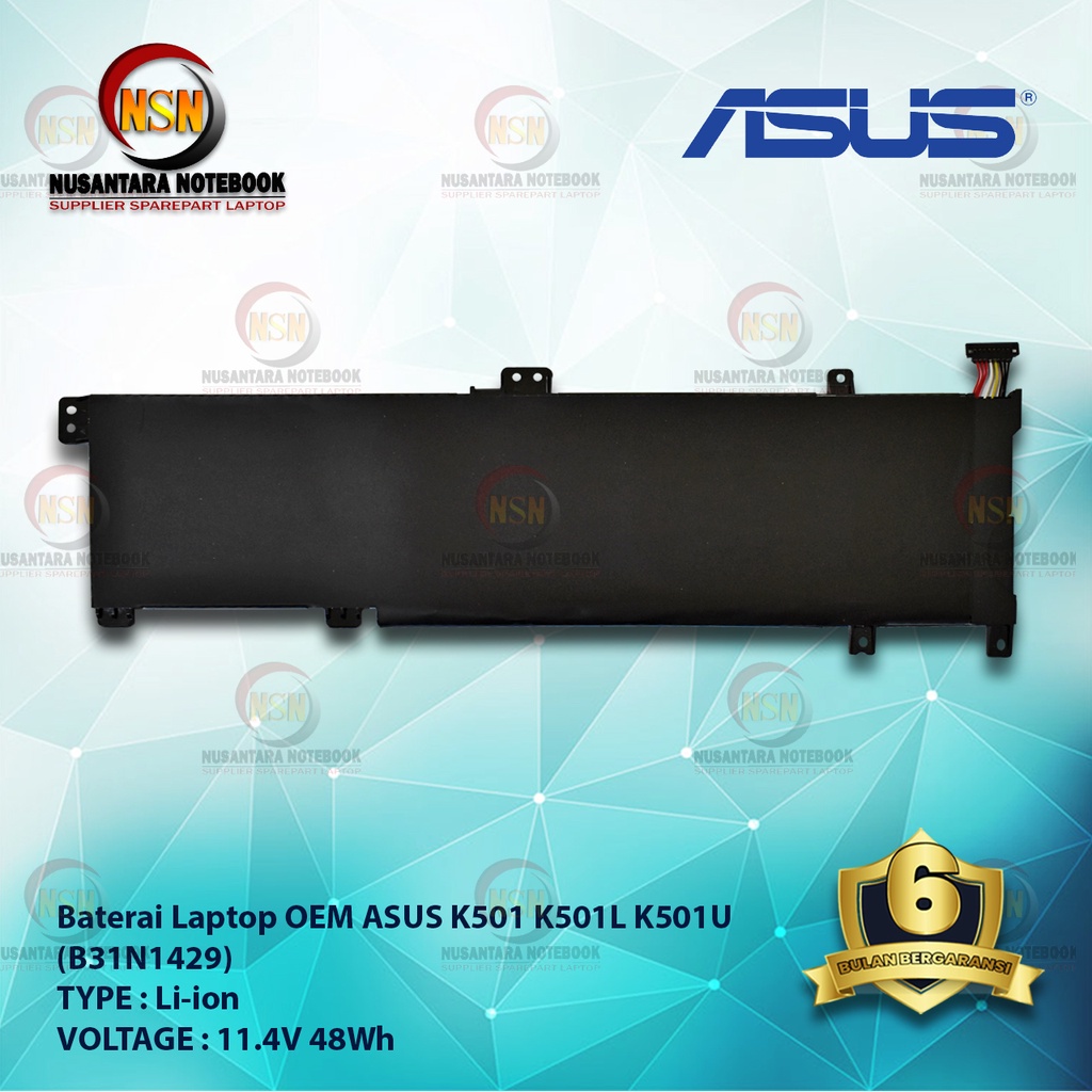 Baterai Laptop OEM ASUS K501 K501L K501U B31N1429