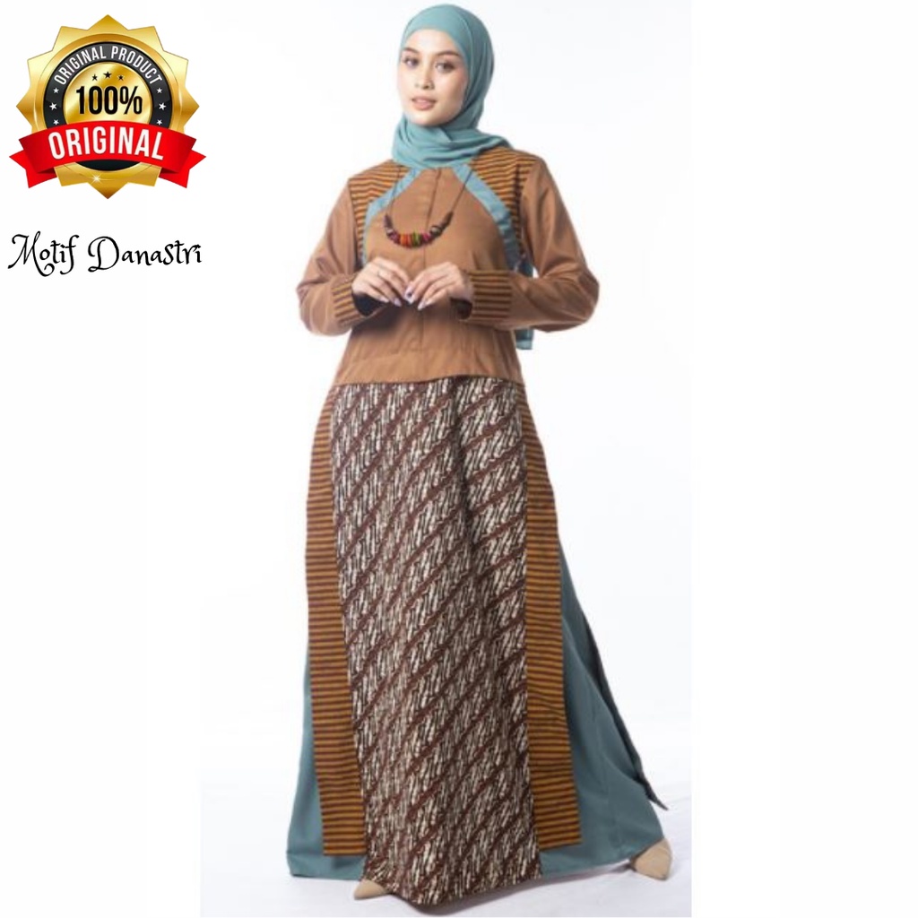Danastri Gamis Batik Shafiy Original Modern Etnik Jumbo Kombinasi Polos Tenun Terbaru Baju Dress Wanita Muslimah Big Size Dewasa Kekinian Cantik Kondangan Muslim XL