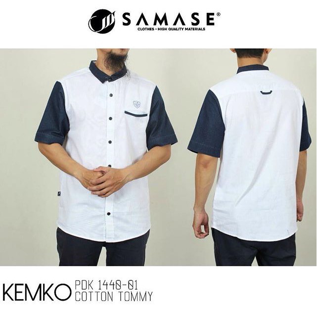 BAJU MUSLIM KOKO SAMASE 1440-02 PUTIH NAVY