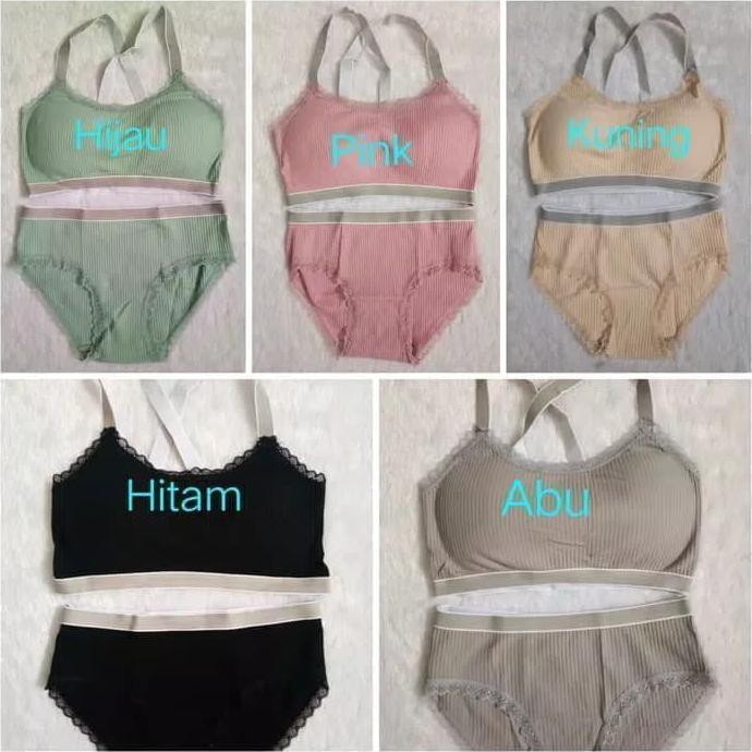 NEWPRODUCK SETELAN BRA CD SET BH ATASAN CELANA DALAM BIKINI SEXY WANITA FS72 - HITAM