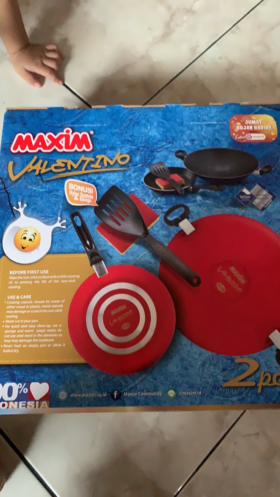 Maxim Valentino 2pcs Set Teflon Wajan 30cm& Frypan 22cm + Free