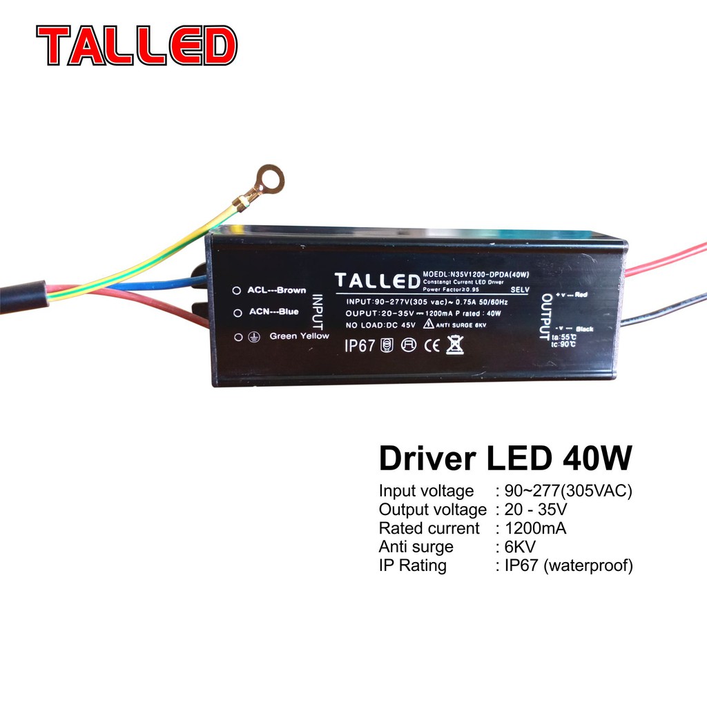 DRIVER LED WATERPROOF 40W PJU LAMPU SOROT TALLED