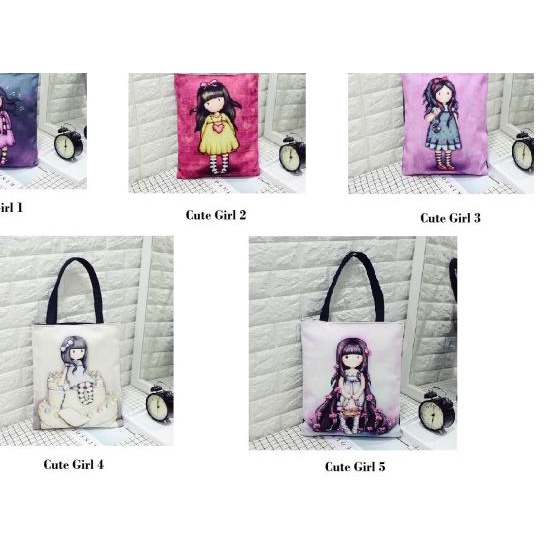 ➶ Cute Girl Tote Bag / Tas Selempang Wanita - CuteGirlEnam ♡