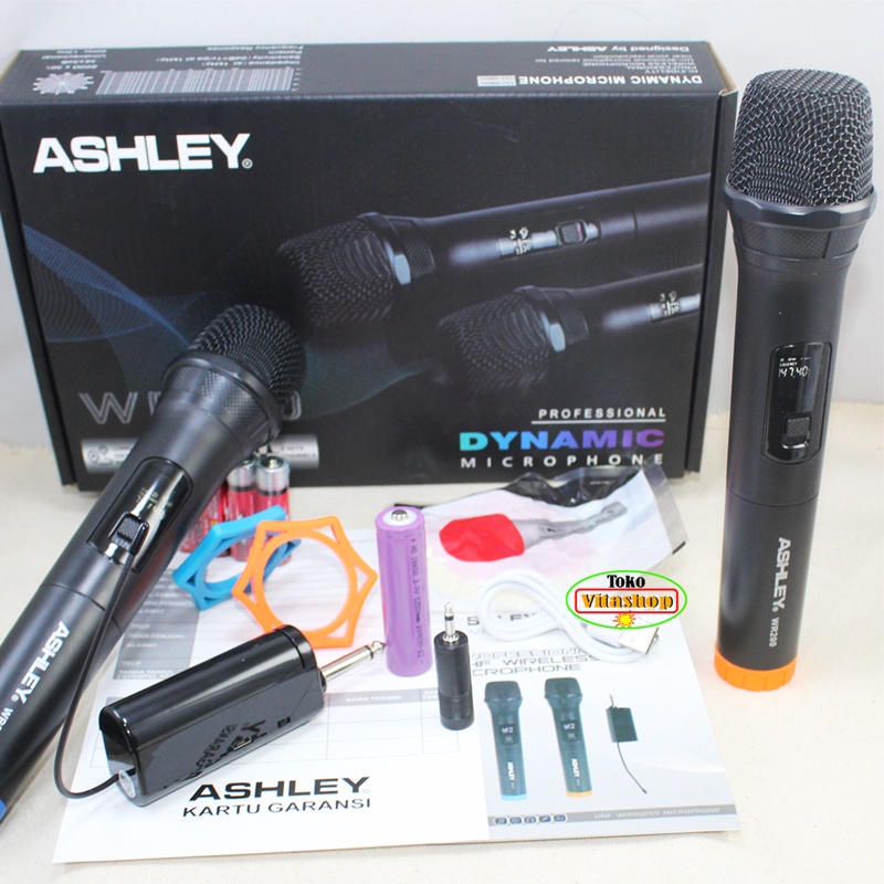 MIC WIRELESS ASHLEY WR-200 MICROPHONE WERLES 2 HANDLE MIKROFON ASLI