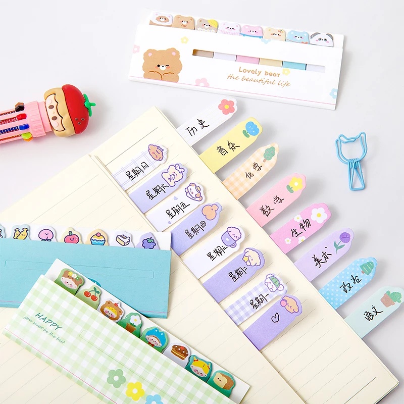 120 Lembar Sticky Note Motif Kartun Hewan Untuk Pembatas Buku