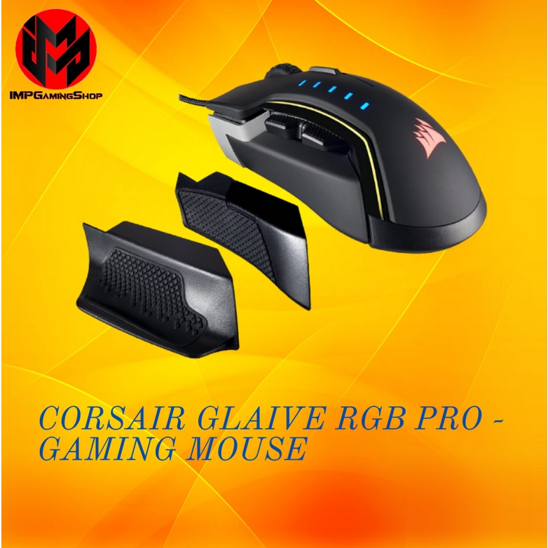 Corsair GLAIVE RGB PRO - Mouse Gaming Ergonomic Hitam dengan DPI 18000