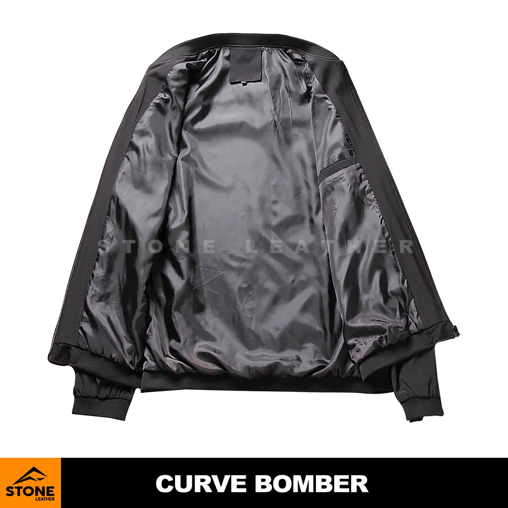 Jaket Pria Parasut Bomber Curve Stone Leather Polyester