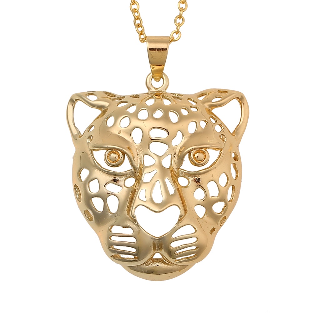 Ornamen tembaga eye-catching hollow macan tutul liontin hip hop malam fashion kalung