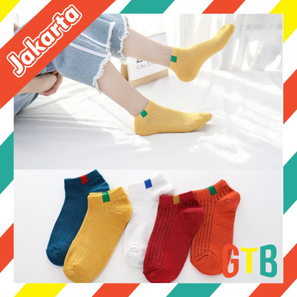 ❤️GTB❤️ Kaos Kaki 6 Garis Polos Kaus Semata Ankle Socks Fashion Wanita Pria Import R103