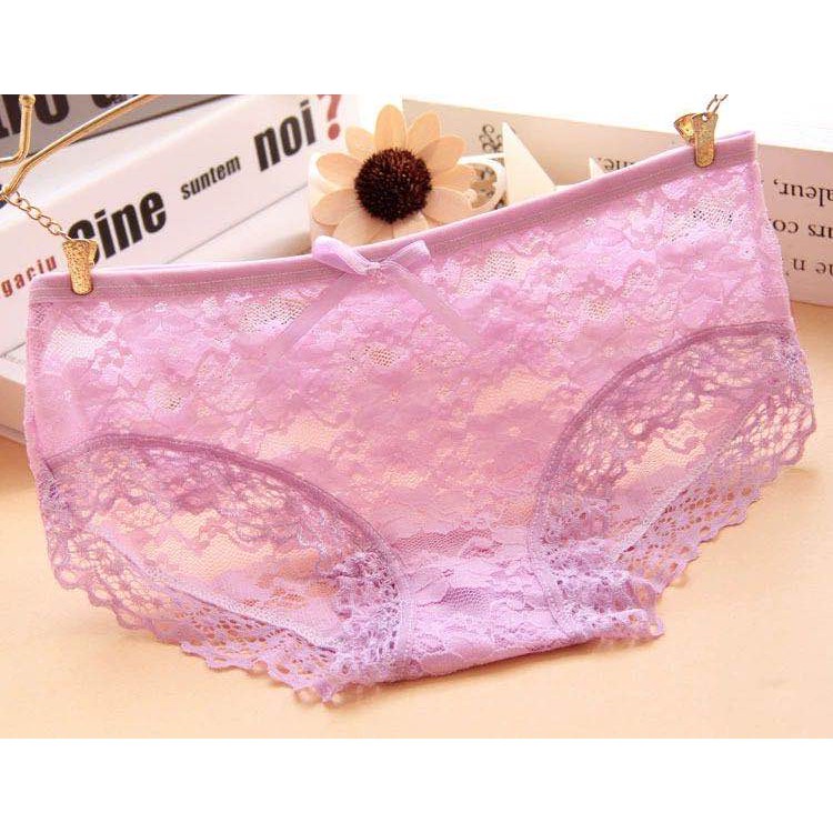 HOHO_HWANG (C-9) Women Panties Wanita One Piece Celana Panty sexy cd import polos lace flower-C-9 ungu