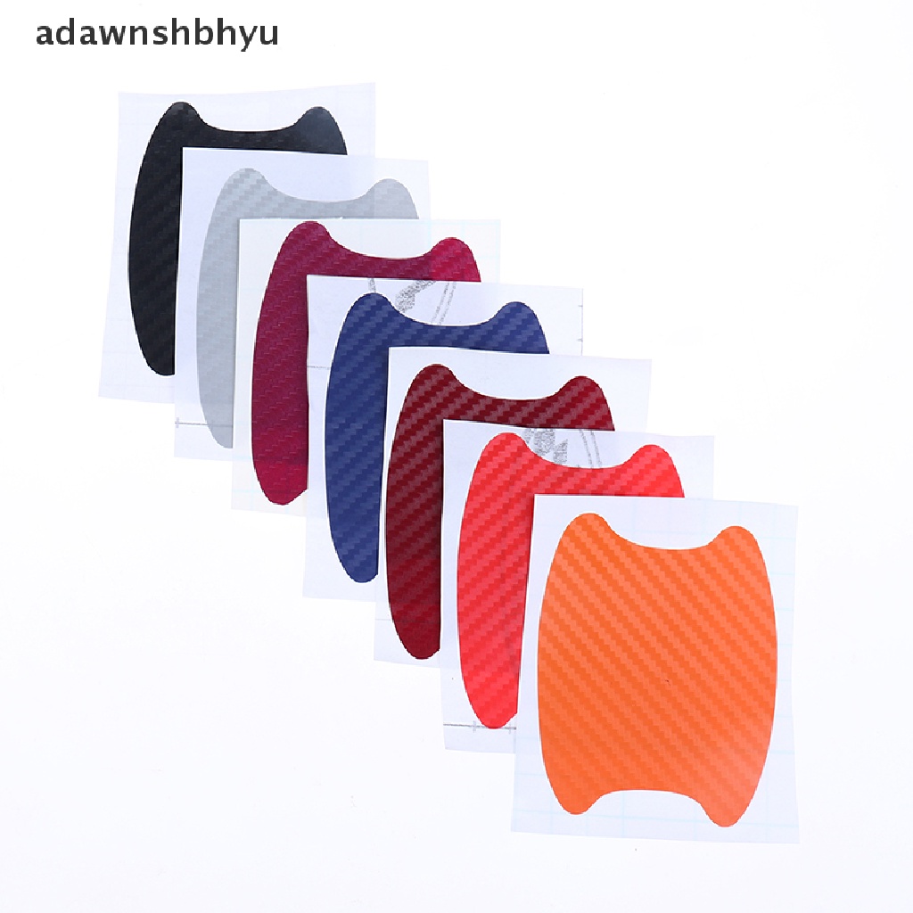 Adawnshbhyu 4Pcs/Set Stiker Pintu Mobil Serat Karbon Tahan Goreshandle Protection Film