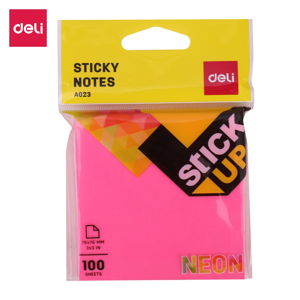 Deli Memo tempel Sticky Notes 50sheets/pad warna neon kertas tulis halus perekat kuat EA02303