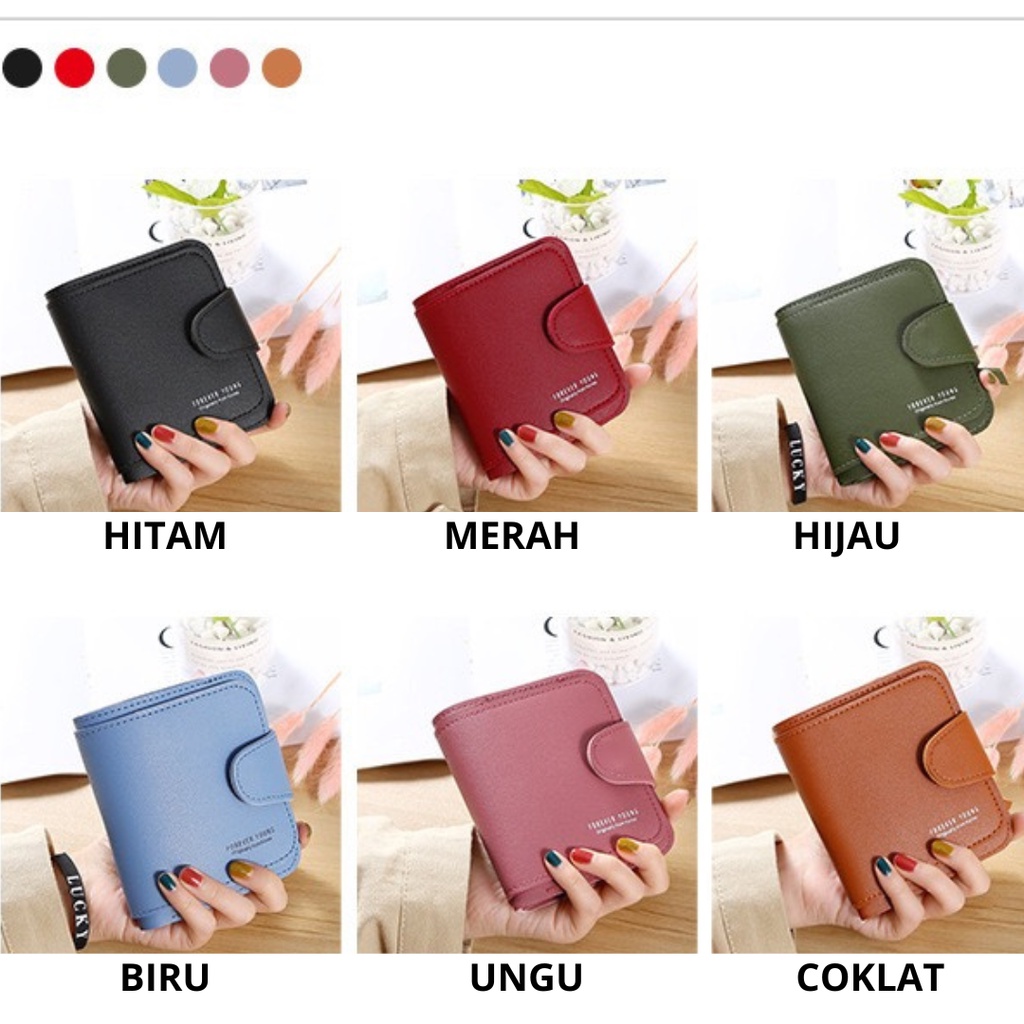 ONLYONE12 Dompet Wanita Kecil Bahan Kulit PU Leather Premium Forever / Dompet Uang Koin Kartu Banyak Slot / Dompet Kotak Wanita DW104