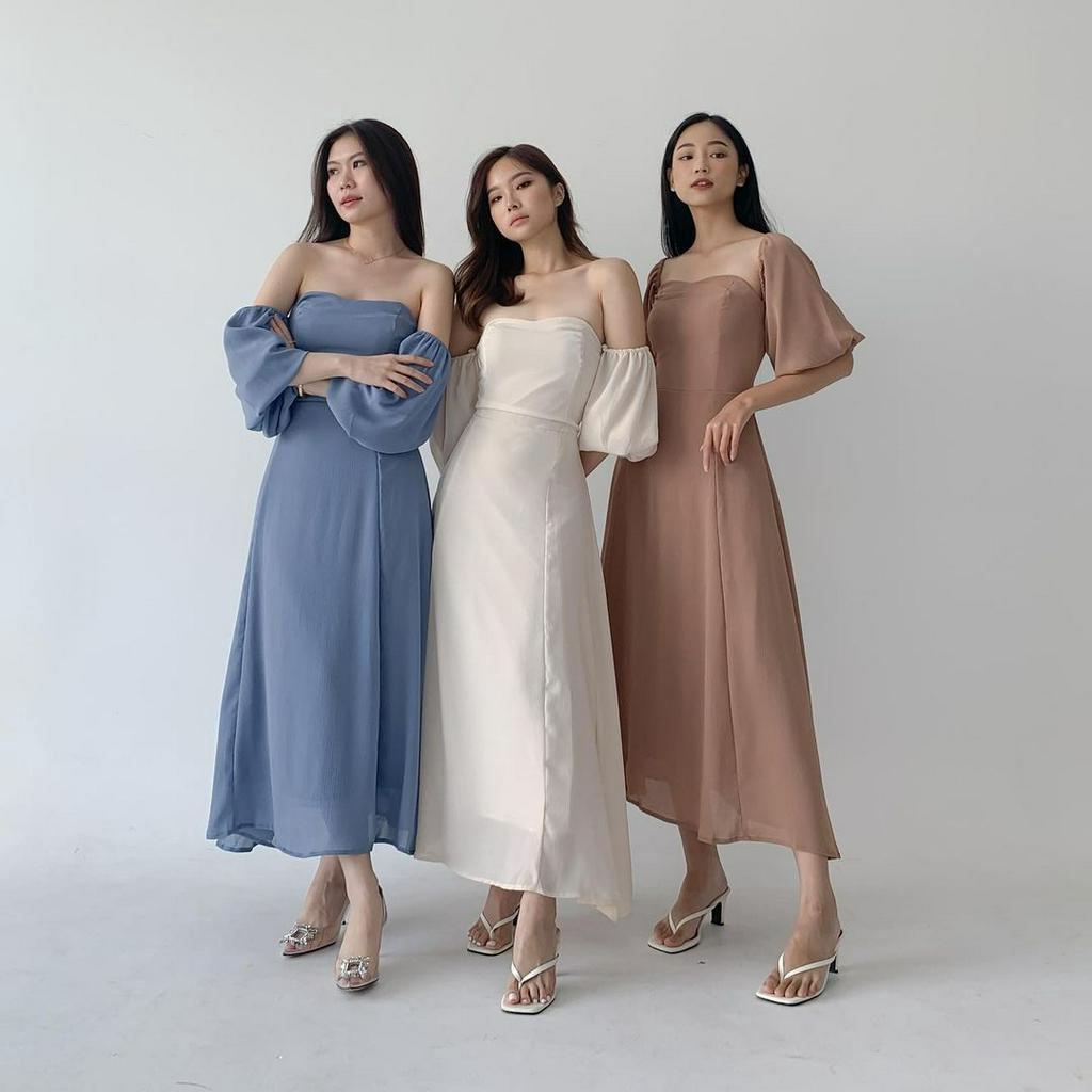 FELICIA BRIDESMAID IN CHOCO MALT - PROM NIGHT GOWN - DRESS SEXY KOREA WARNA COKLAT - MIDI DRESS KONDANGAN - DRESS PESTA SEXY MEWAH - WEDDING DRESS - DRESS PAGER AYU - HADIAH / KADO ULTAH CEWEK