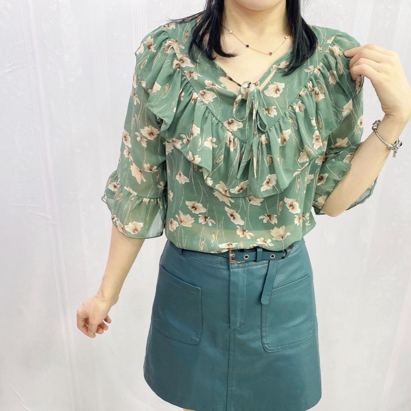 Blouse Wanita Korea Kasul Motif Bunga