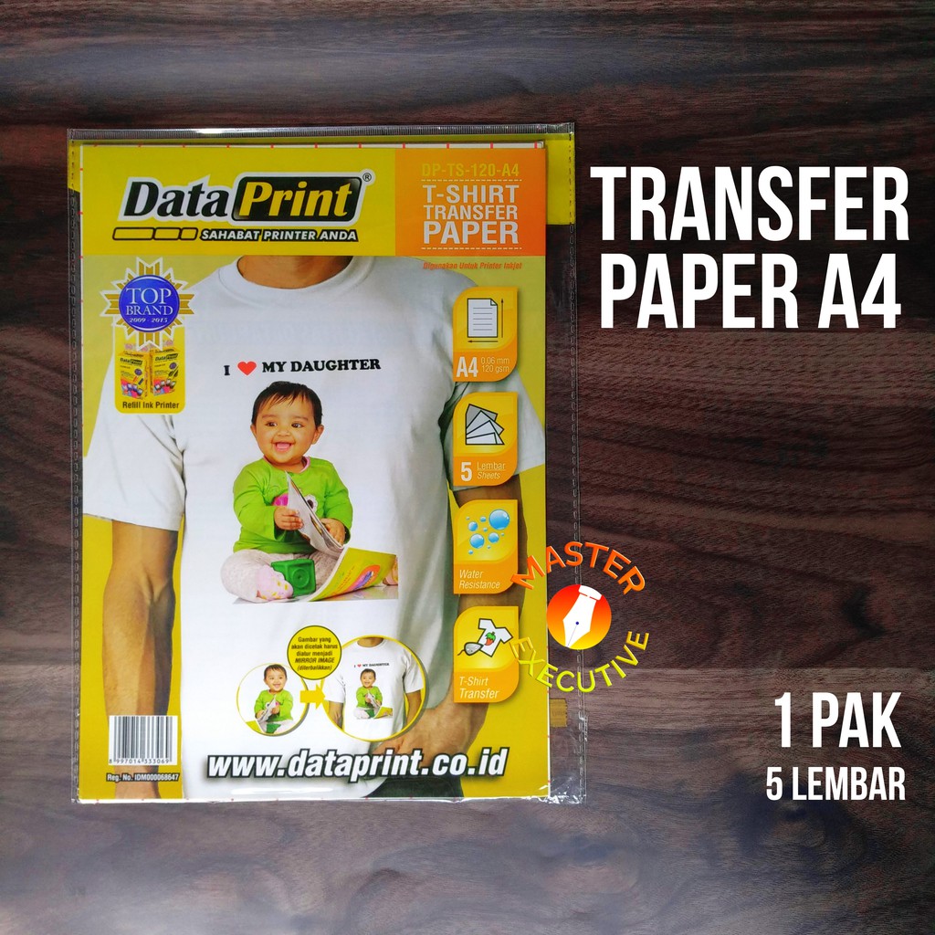 [Pak - 5 Lembar] Data Print T-Shirt Transfer Paper 120 gsm A4 / DP-TS-120-A4 Dataprint