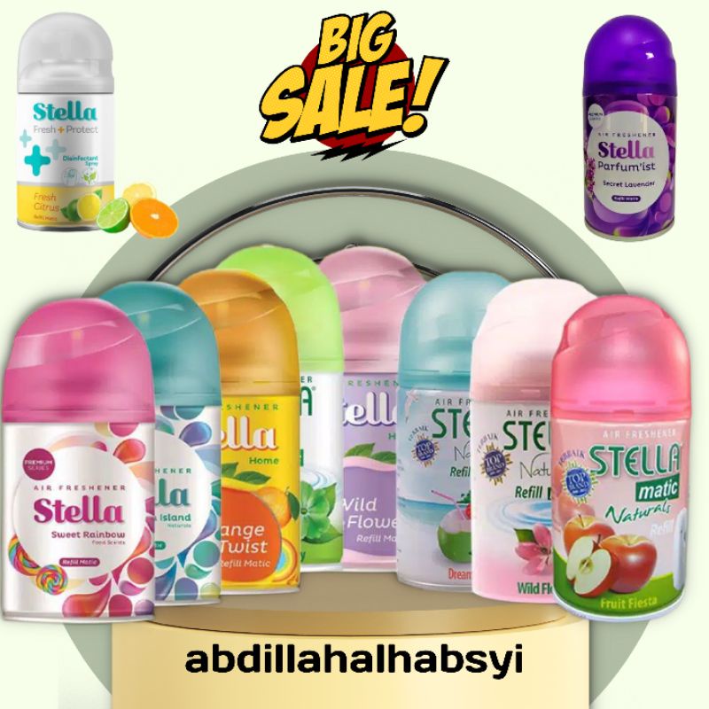 Stella reffil matic spray 225 ml /isi ulang stella matic box