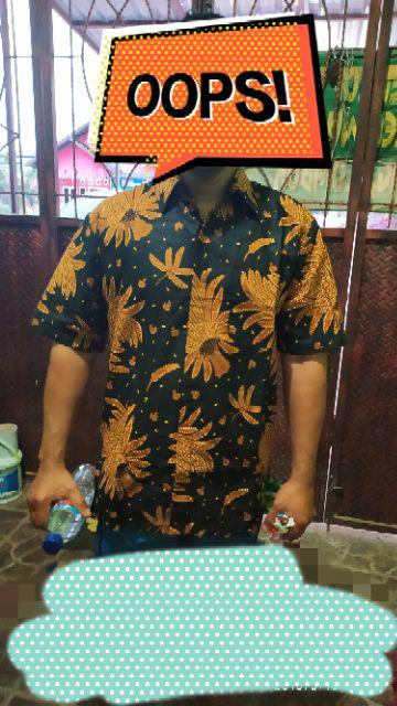 Kemeja Batik Lengan Panjang M L Xl Xxl Jumbo Sogan Halus Kenongo Padi Ulir Megamendung