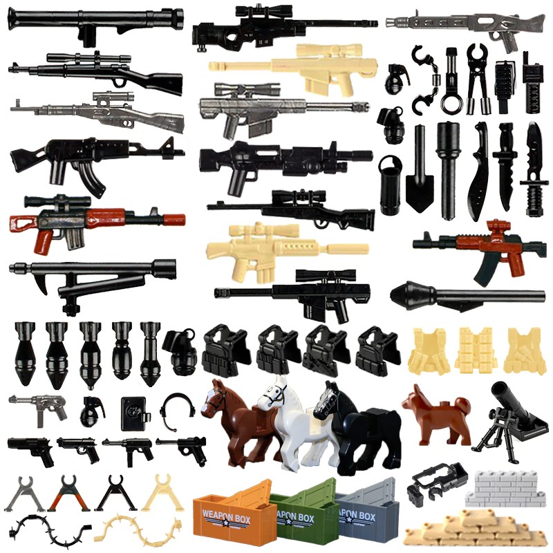 Mainan Lego Anak LegoINGlys Military Swat Weapon Building Blocks Guns Pack City Police Soldier