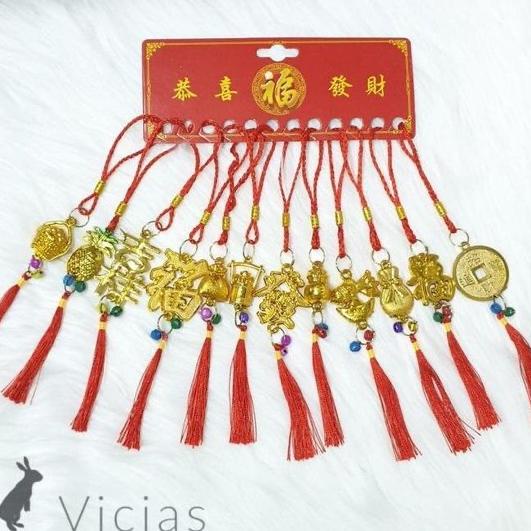 

BISA BAYAR DITEMPAT MK100 - 12pcs Gantungan Emas Hoki Dekorasi Hampers Imlek Sincia - 25cm - 12pcs