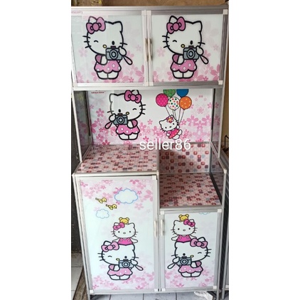 RAK PIRING KACA 2 PINTU HELLO KITTY FULL GAMBAR / RAK PIRING KACA FULL GAMBAR bandung BAGUS MURAH