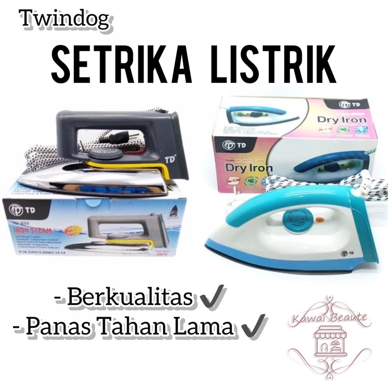 Setrika Baju listrik TD-666/ TD-333 TwinDog (dry iron)